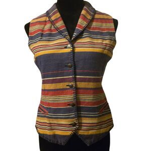 VTG Scott Taylor Size 6 Vest Western Artsy Striped Colorful Cowgirl Y2K